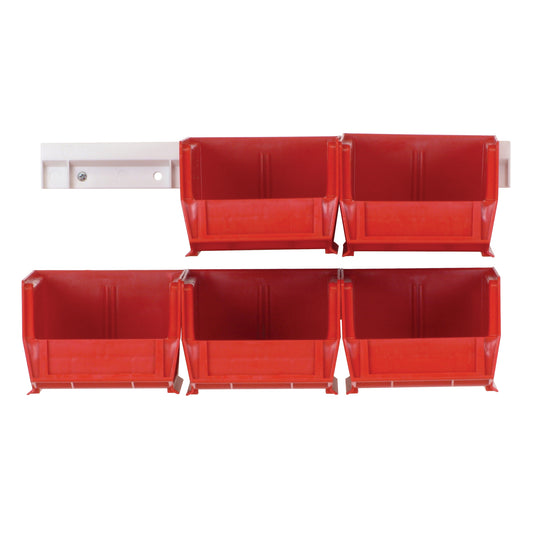 Hang-n-Stack Bin Complete Package, 4-1/8" W x 3" H x 7-3/8" D, Red