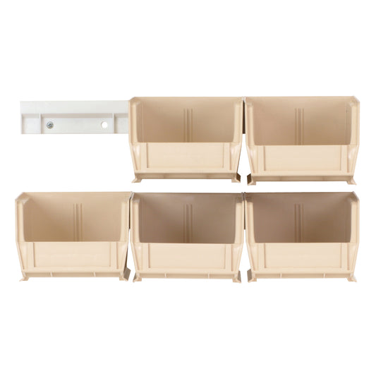 Hang-n-Stack Bin Complete Package, 4-1/8" W x 3" H x 7-3/8" D, Ivory