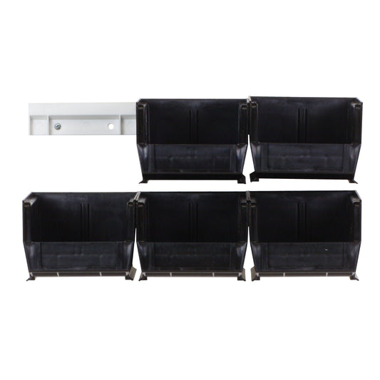 Hang-n-Stack Bin Complete Package, 4-1/8" W x 3" H x 5-3/8" D, Black