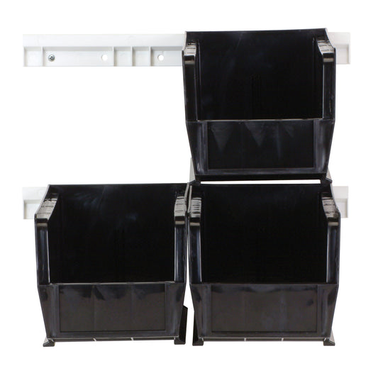 Hang-n-Stack Bin Complete Package, 5-1/2" W x 5" H x 10-7/8" D, Black