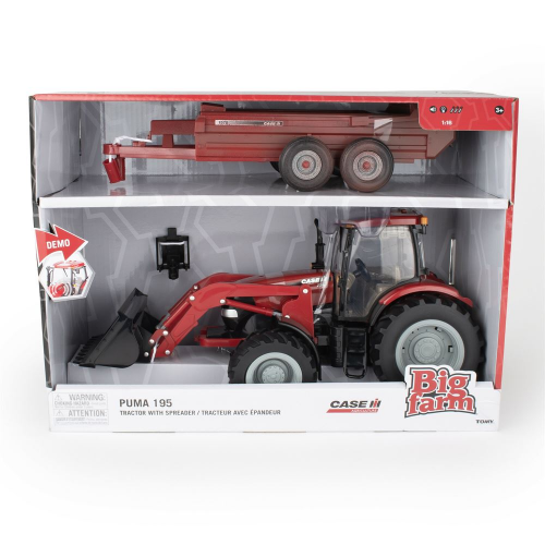 1:16 CASE IH PUMA 195 LOADER SPREADER & TRACTOR - RED (Case of 4)