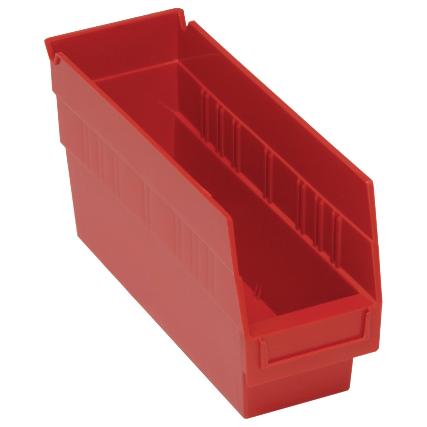Store More™ Plastic Shelf Bins, 4-1/8" W x 6" H x 11-5/8" D, Red, 50 lbs. Capacity