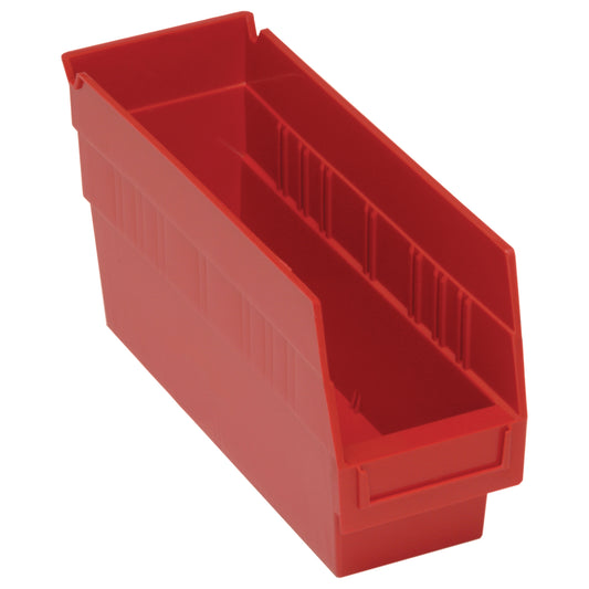 Store More™ Plastic Shelf Bins, 4-1/8" W x 6" H x 11-5/8" D, Red, 50 lbs. Capacity