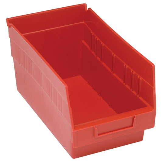 Store More™ Plastic Shelf Bins, 6-5/8" W x 6" H x 11-5/8" D, Red, 50 lbs. Capacity