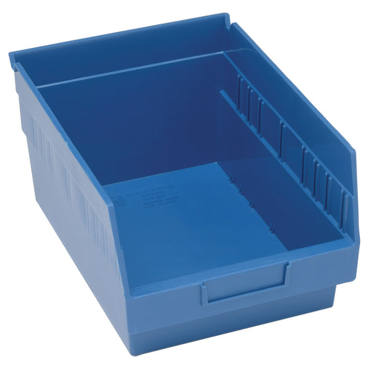 Store More™ Plastic Shelf Bins, 8-3/8" W x 6" H x 11-5/8" D, Blue, 50 lbs. Capacity