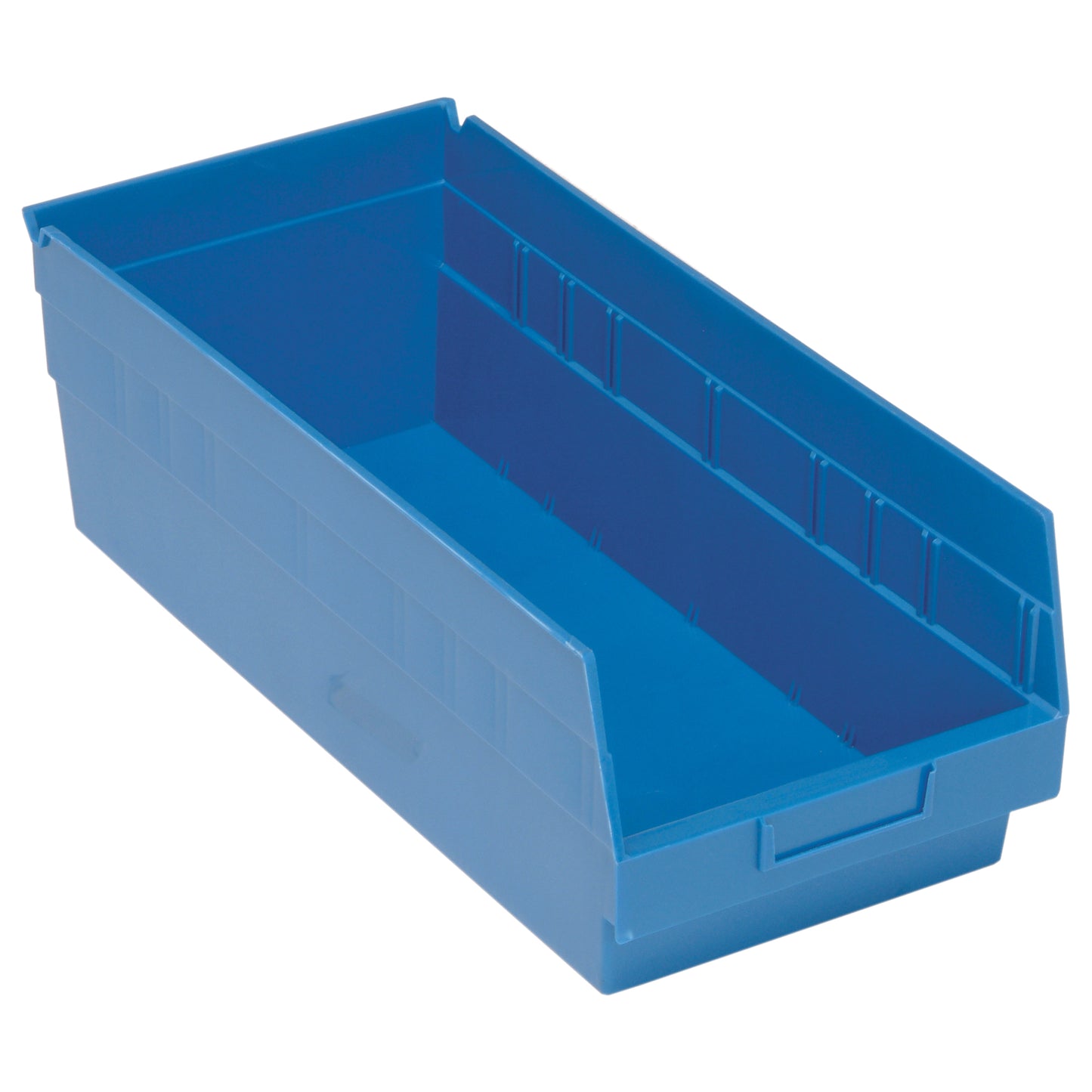 Store More™ Plastic Shelf Bins, 8-3/8" W x 6" H x 17-7/8" D, Blue, 70 lbs. Capacity