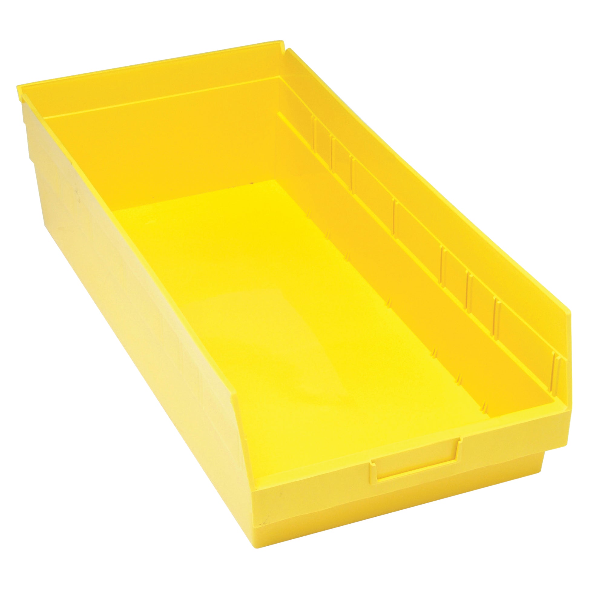Store More™ Plastic Shelf Bins, 11-1/8" W x 6" H x 23-5/8" D, Yellow, 90 lbs. Capacity
