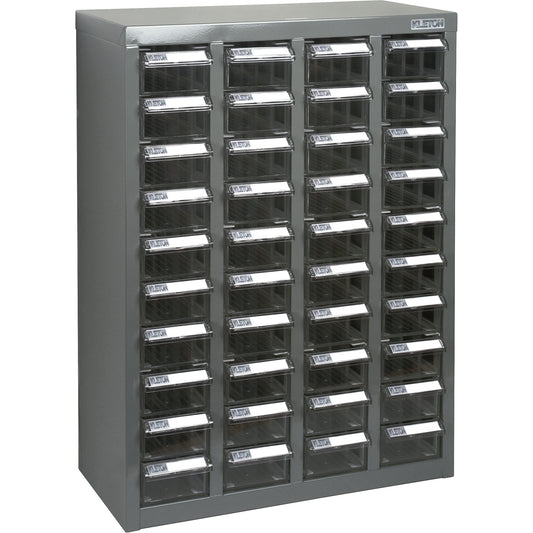 KPC-600 Parts Cabinet, Galvanized Steel, 40 Drawers, 18-3/10" x 8-7/10" x 25-3/10", Grey
