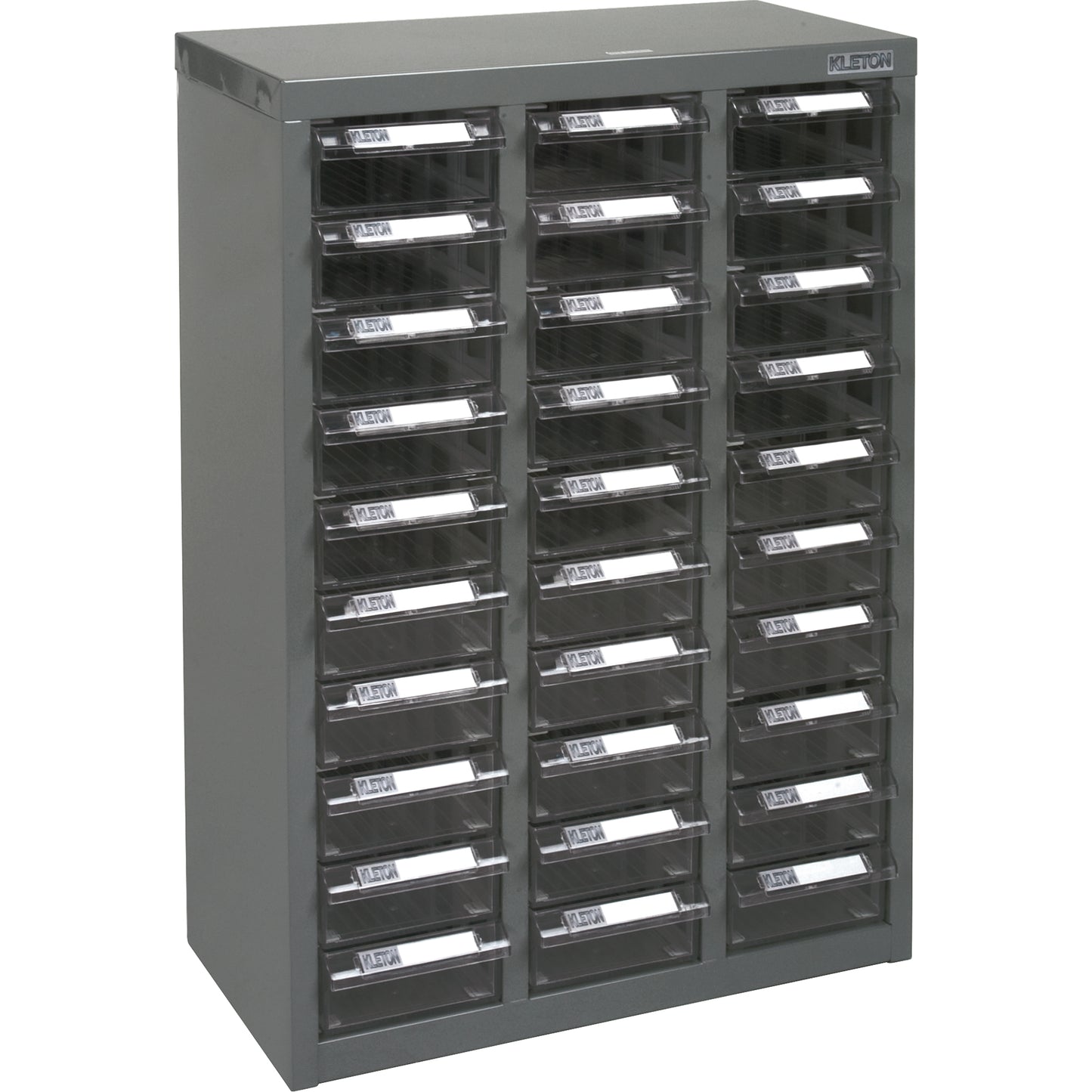 KPC-700 Parts Cabinet, Galvanized Steel, 30 Drawers, 17-1/2" x 8-7/10" x 25-3/10", Grey