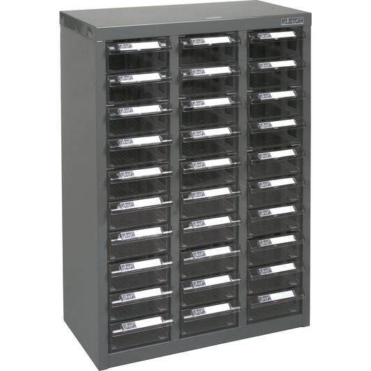 KPC-700 Parts Cabinet, Galvanized Steel, 30 Drawers, 17-1/2" x 8-7/10" x 25-3/10", Grey