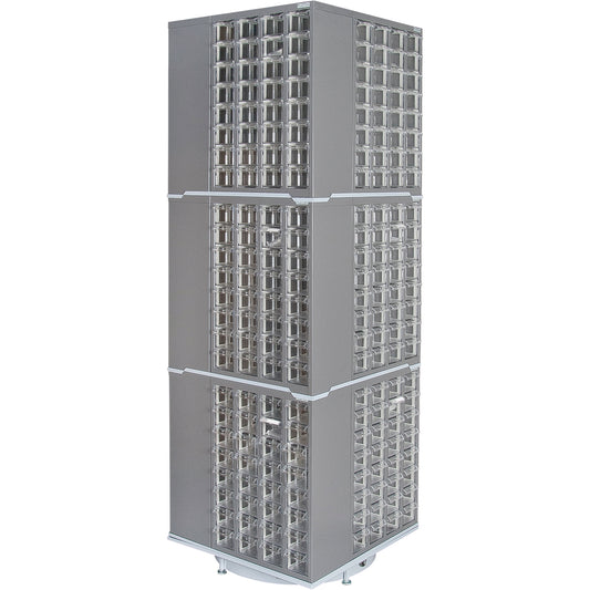 Heavy-Duty Industrial Carousel Drawer Cabinet, Steel, 384 Drawers, 27" W x 27" D x 80" H, Grey