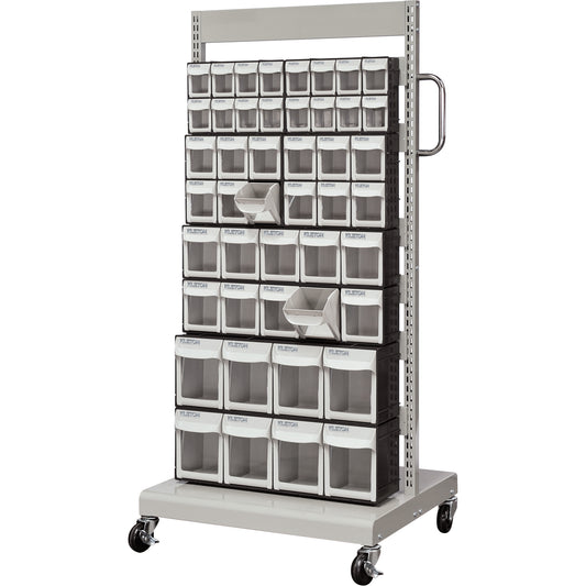 Mobile Tilt Bin Rack, Single-sided, 46 bins, 26-1/4" W x 22" D x 57-1/2" H
