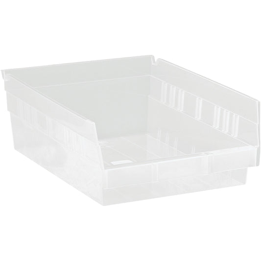 Shelf Bins, 8-3/8" W x 4" H x 11-5/8" D, Clear, 30 lbs. Capacity