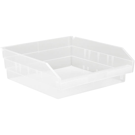Shelf Bins, 11-1/8" W x 4" H x 11-5/8" D, Clear, 30 lbs. Capacity
