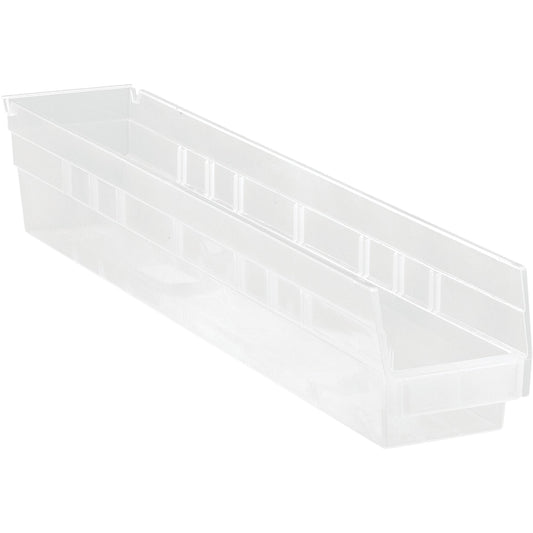 Shelf Bins, 4-1/8" W x 4" H x 23-5/8" D, Clear, 50 lbs. Capacity