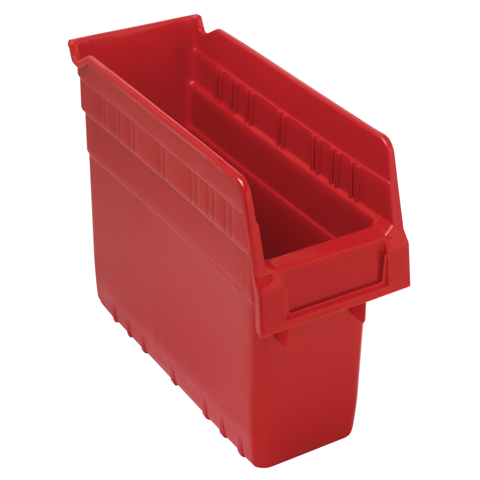 Store-Max Shelf Bins, 4-3/8" W x 8" H x 11-5/8" D, Red, 44 lbs. Capacity