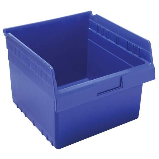 Store-Max Shelf Bins, 11-1/8" W x 8" H x 11-5/8" D, Blue, 44 lbs. Capacity