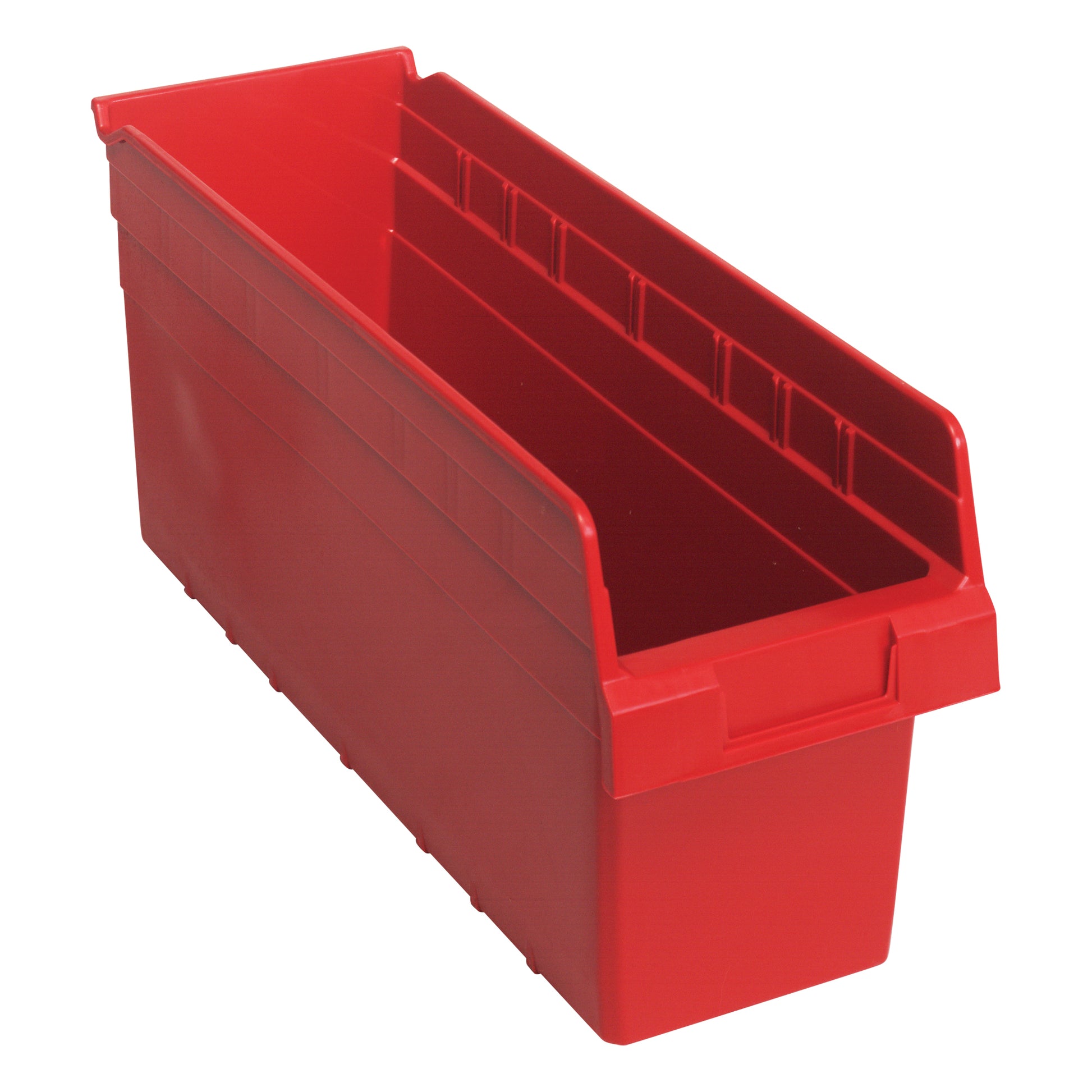Store-Max Shelf Bins, 6-5/8" W x 8" H x 17-7/8" D, Red, 56 lbs. Capacity