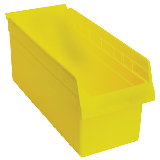 Store-Max Shelf Bins, 8-3/8" W x 8" H x 17-7/8" D, Yellow, 56 lbs. Capacity