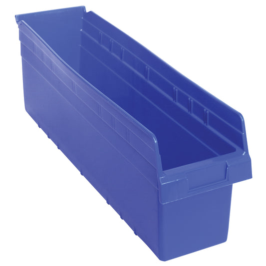 Store-Max Shelf Bins, 6-5/8" W x 8" H x 23-5/8" D, Blue, 68 lbs. Capacity