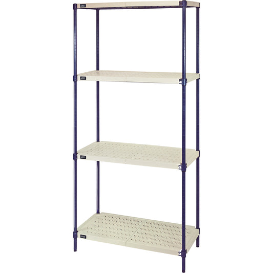 Wire Shelving Unit with Plastic Shelves, Wire Frame with Plastic Shelves, Boltless, 600 lbs. Capacity, 36" W x 72" H x 24" D