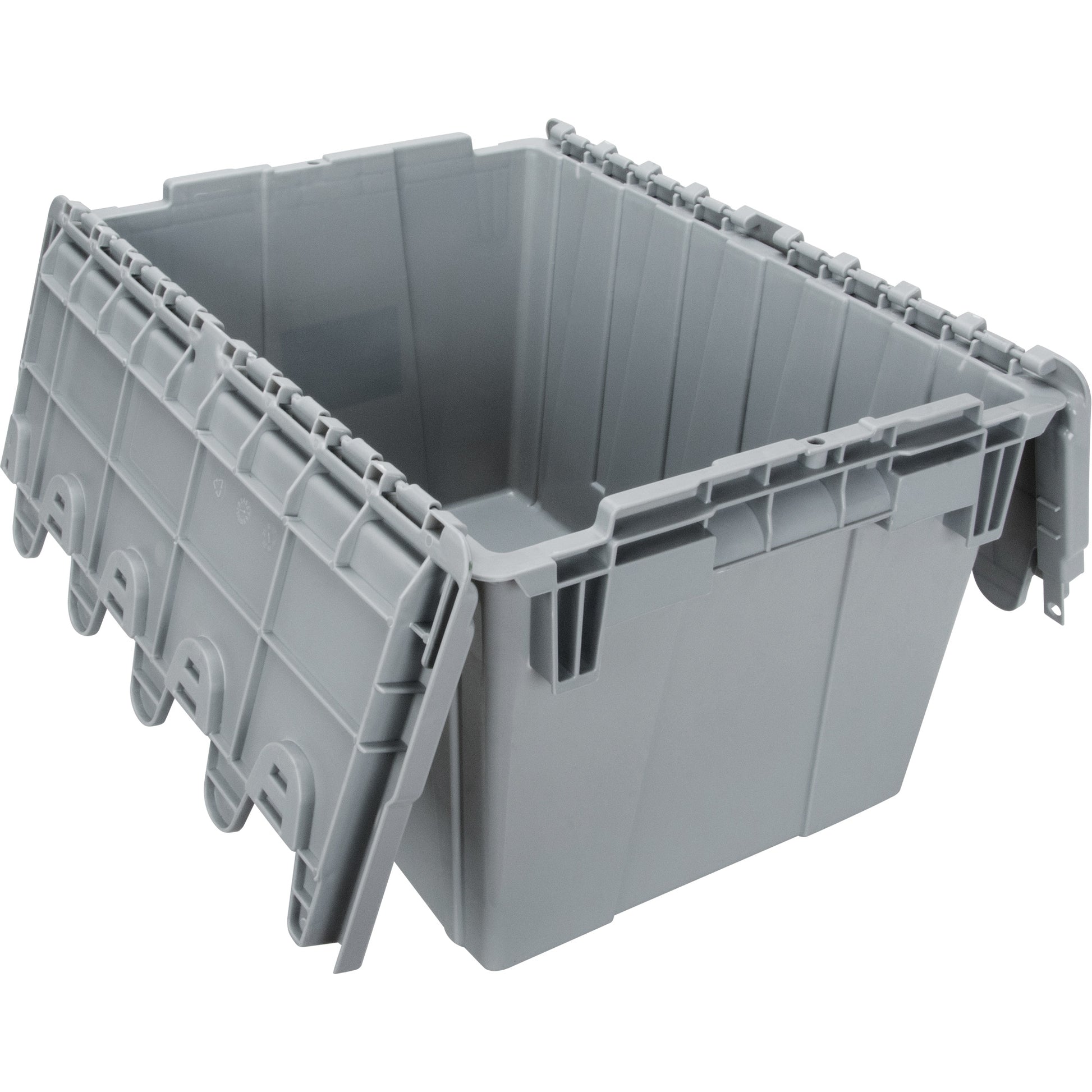 Flip Top Plastic Distribution Container, 21.65" x 15.5" x 12.5", Grey
