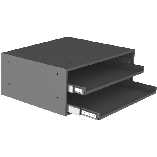 Large Slide Rack for Compartment Box Cabinets, Steel, 2 Slots, 20" W x 15-15/16" D x 8-3/16" H, Grey