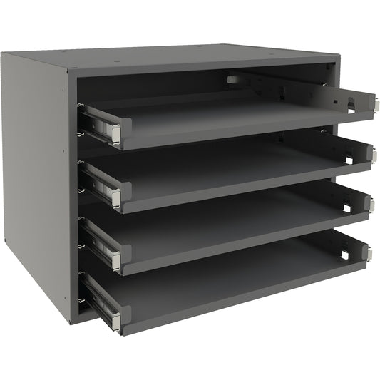 Small Bearing Rack, Steel, 4 Slots, 15-9/16" W x 11-7/8" D x 11-5/16" H, Grey