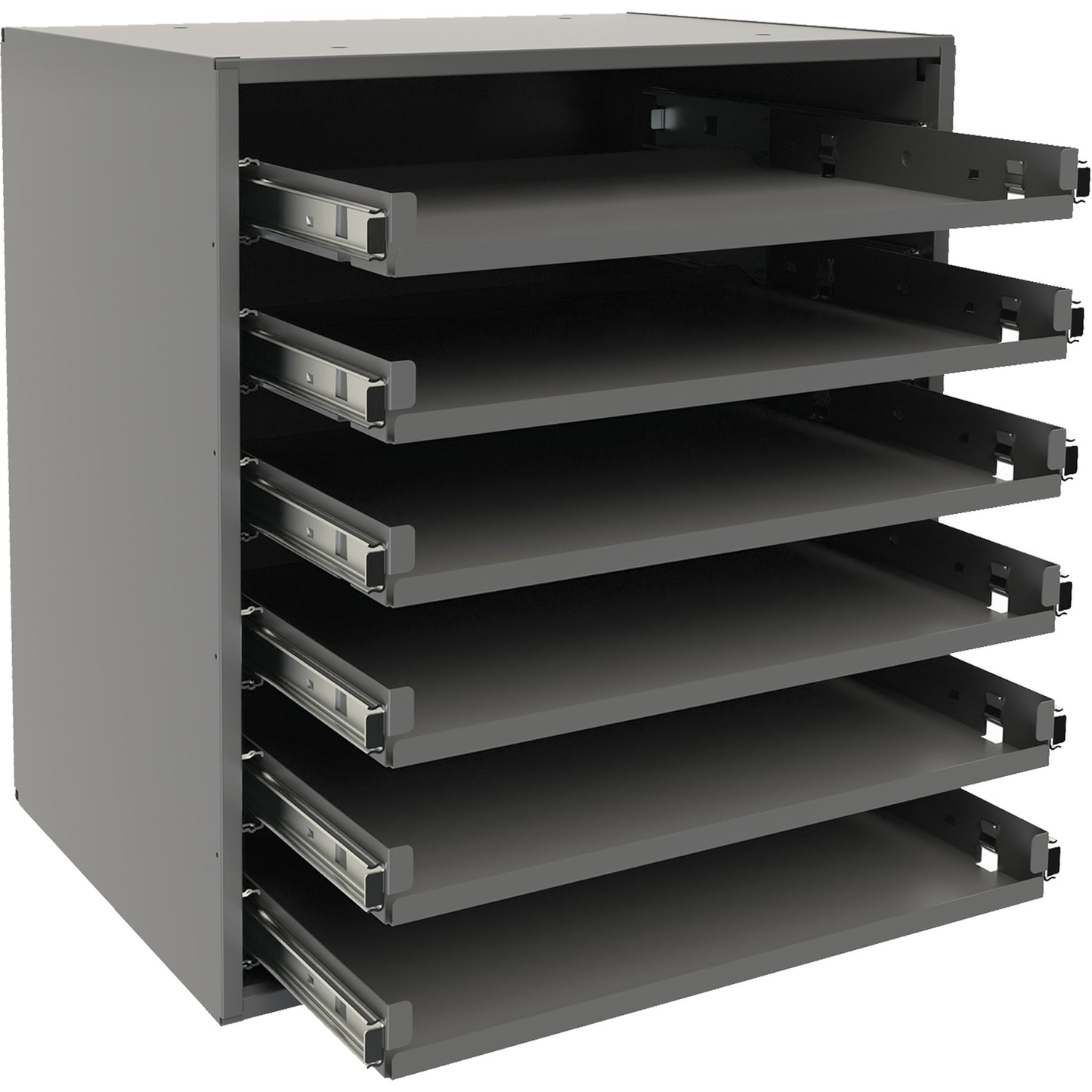 Small Bearing Slide Rack, Steel, 6 Slots, 15-9/16" W x 11-7/8" D x 16-3/8" H, Grey