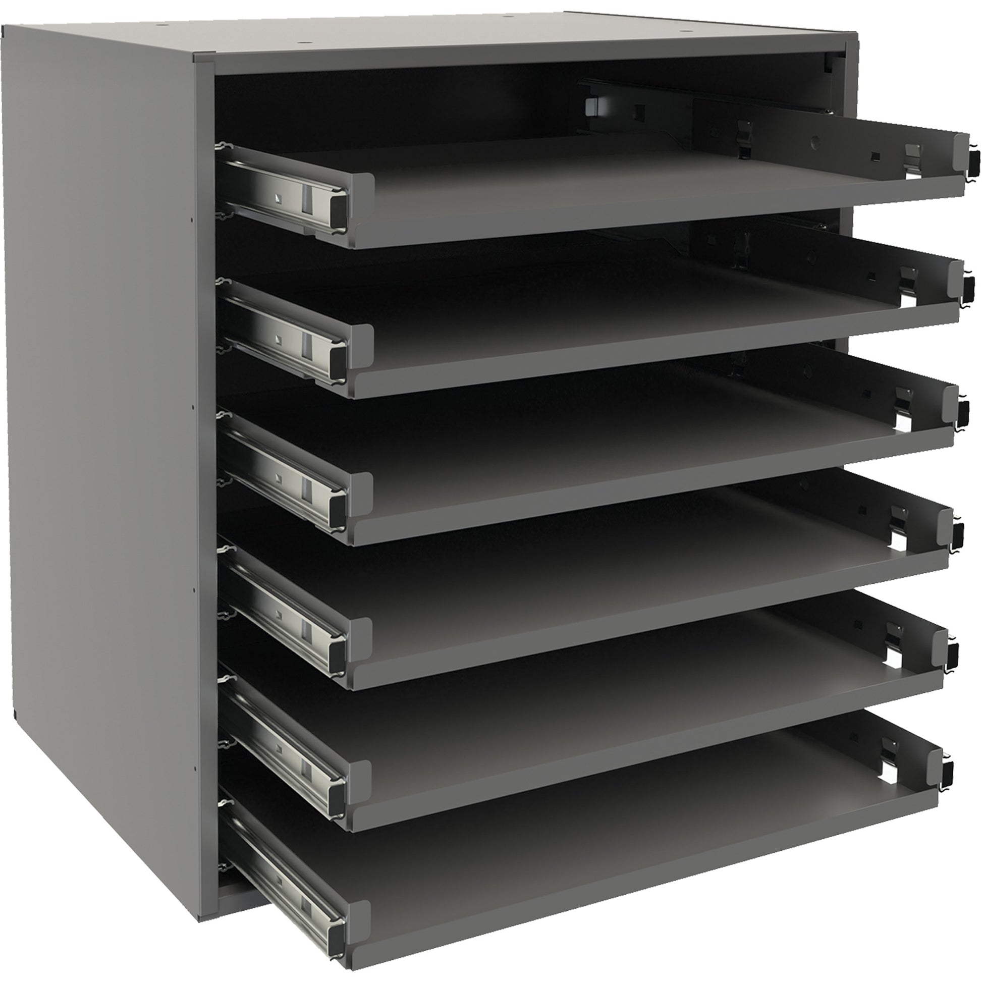Small Bearing Slide Rack, Steel, 6 Slots, 15-9/16" W x 11-7/8" D x 16-3/8" H, Grey