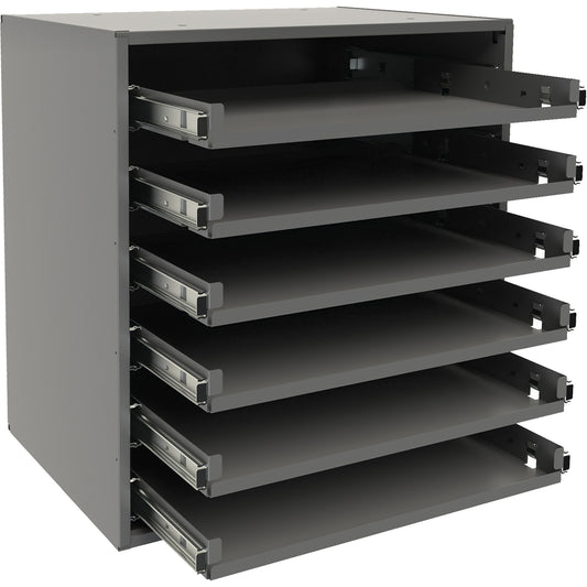 Small Bearing Slide Rack, Steel, 6 Slots, 15-9/16" W x 11-7/8" D x 16-3/8" H, Grey