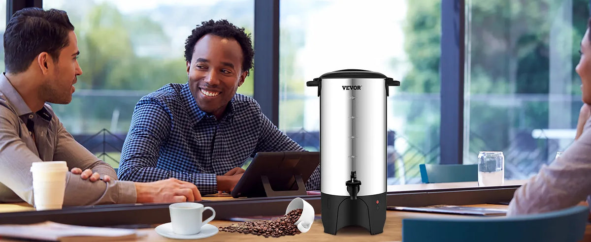 VEVOR Commercial Coffee Urn, 50 Cups Stainless Steel Large Coffee Dispenser, 1000W 110V Electric Coffee Maker Urn For Quick Brewing, Hot Water Urn with Detachable Power Cord for Easy Cleaning, Silver extra image