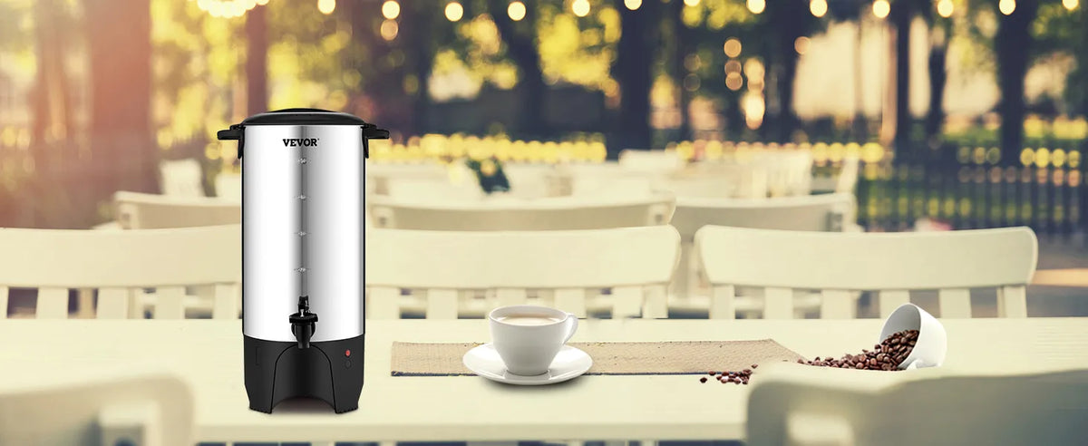 VEVOR Commercial Coffee Urn, 50 Cups Stainless Steel Large Coffee Dispenser, 1000W 110V Electric Coffee Maker Urn For Quick Brewing, Hot Water Urn with Detachable Power Cord for Easy Cleaning, Silver extra image