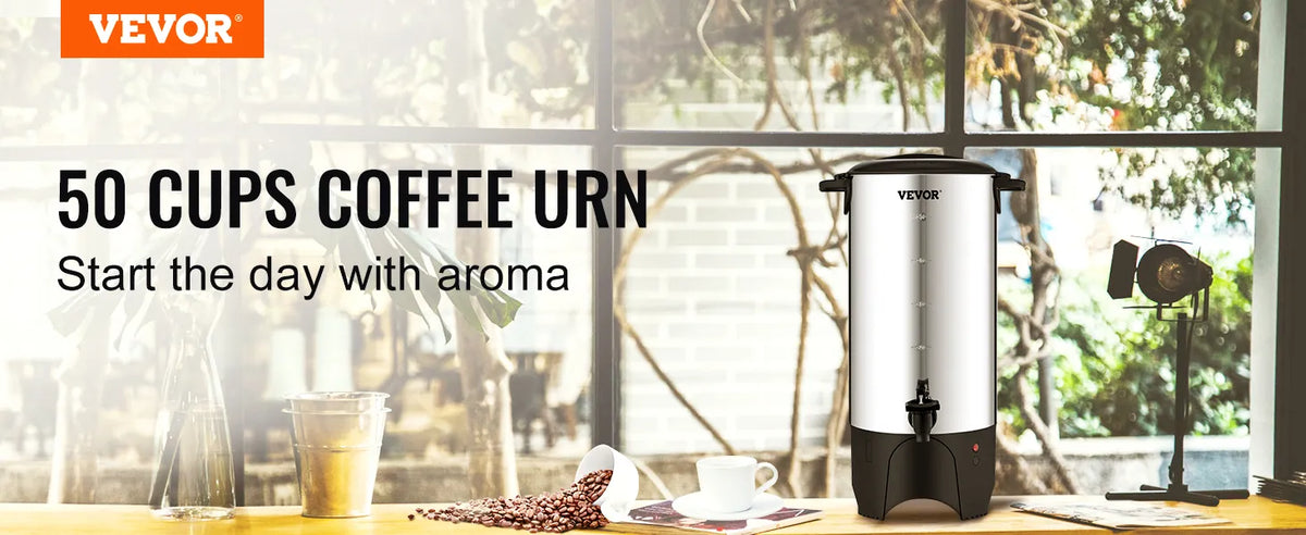 VEVOR Commercial Coffee Urn, 50 Cups Stainless Steel Large Coffee Dispenser, 1000W 110V Electric Coffee Maker Urn For Quick Brewing, Hot Water Urn with Detachable Power Cord for Easy Cleaning, Silver extra image