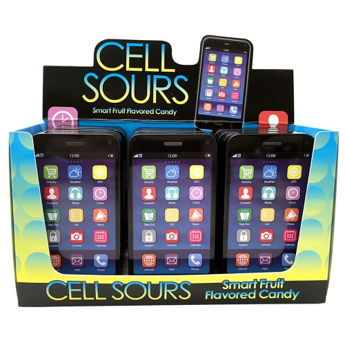 CELL PHONE - FRUIT FLAVORED SOUR CANDY TIN - CDU (Case of 18)