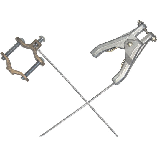Heavy-Duty Bonding & Grounding Wire Assemblies - Hand Clamp & Pipe Clamps (adjusts 1/2"-1")