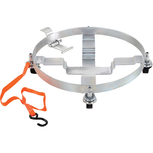 Tilting Drum Dollies, Steel, 900 lbs. Capacity, 23-1/2" Diameter, Hard Rubber Casters