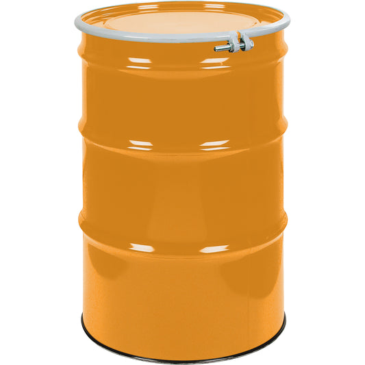 Steel Drums, 55 US gal (45 imp. gal.), Unlined, Orange, Open Top, UN1A2/Y1.5/150, 16 Gauge
