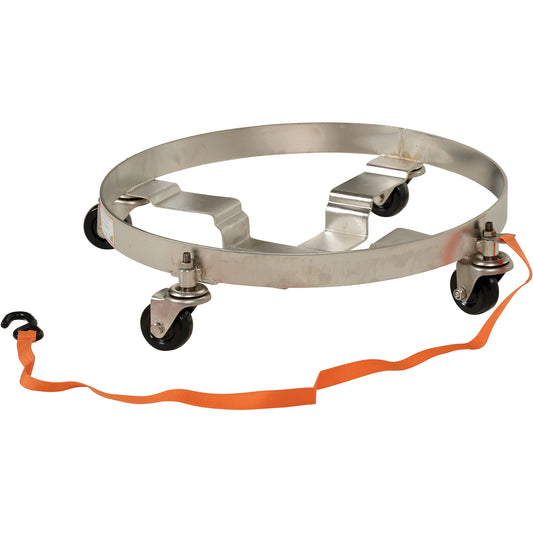 Multi-Tier Drum Dollies, Stainless Steel, 900 lbs. Capacity, 23-1/2" Diameter, Rubber Casters