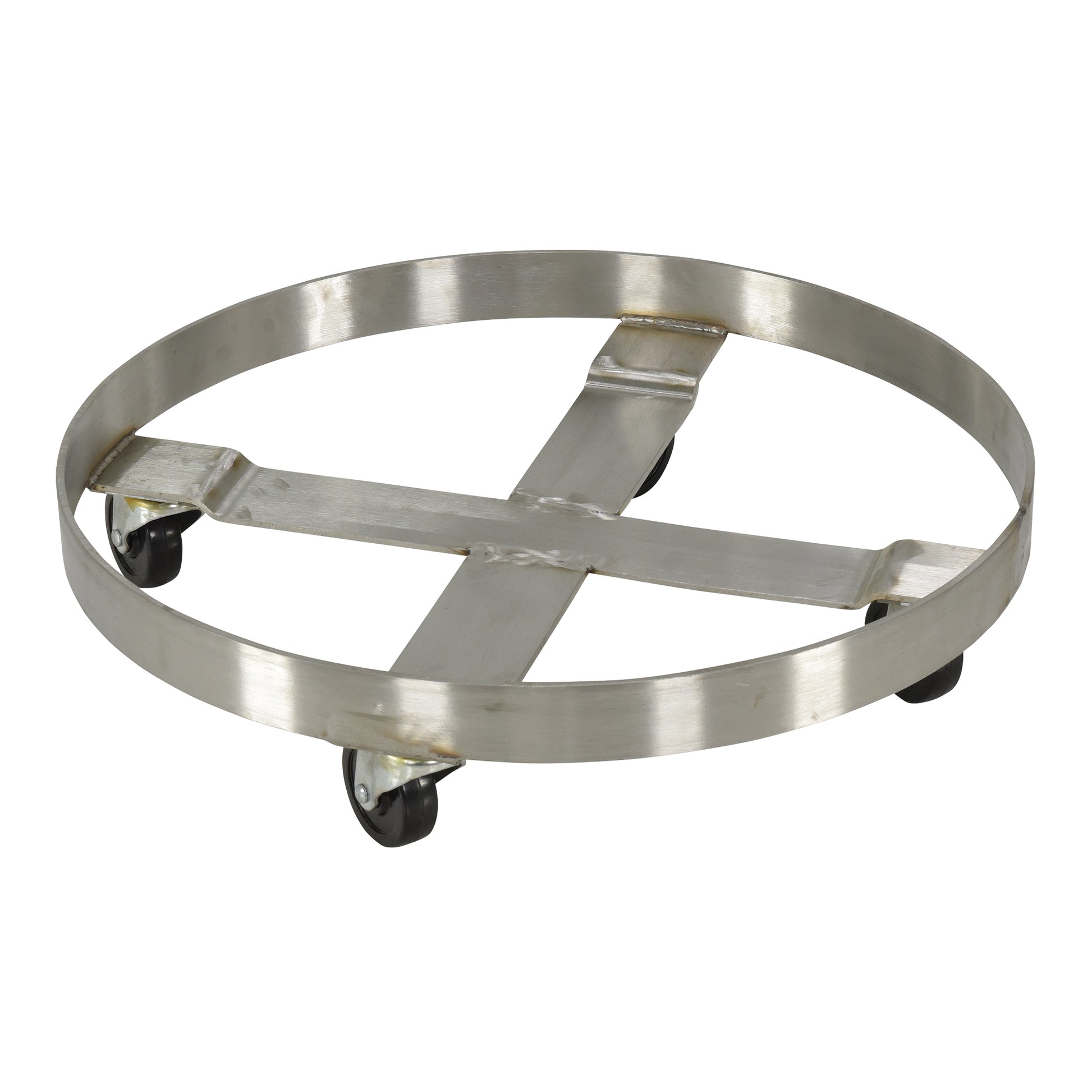 Drum Dollies, Stainless Steel, 800 lbs. Capacity, 23-1/4" Diameter, Rubber Casters