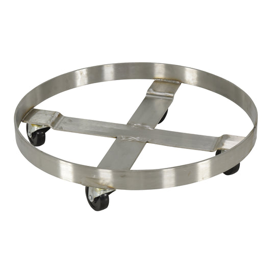 Drum Dollies, Stainless Steel, 800 lbs. Capacity, 23-1/4" Diameter, Rubber Casters