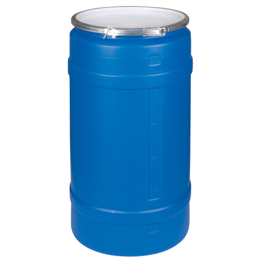 Polyethylene Drums, 30 US gal. (25 imp. Gal.), Open Top, Blue