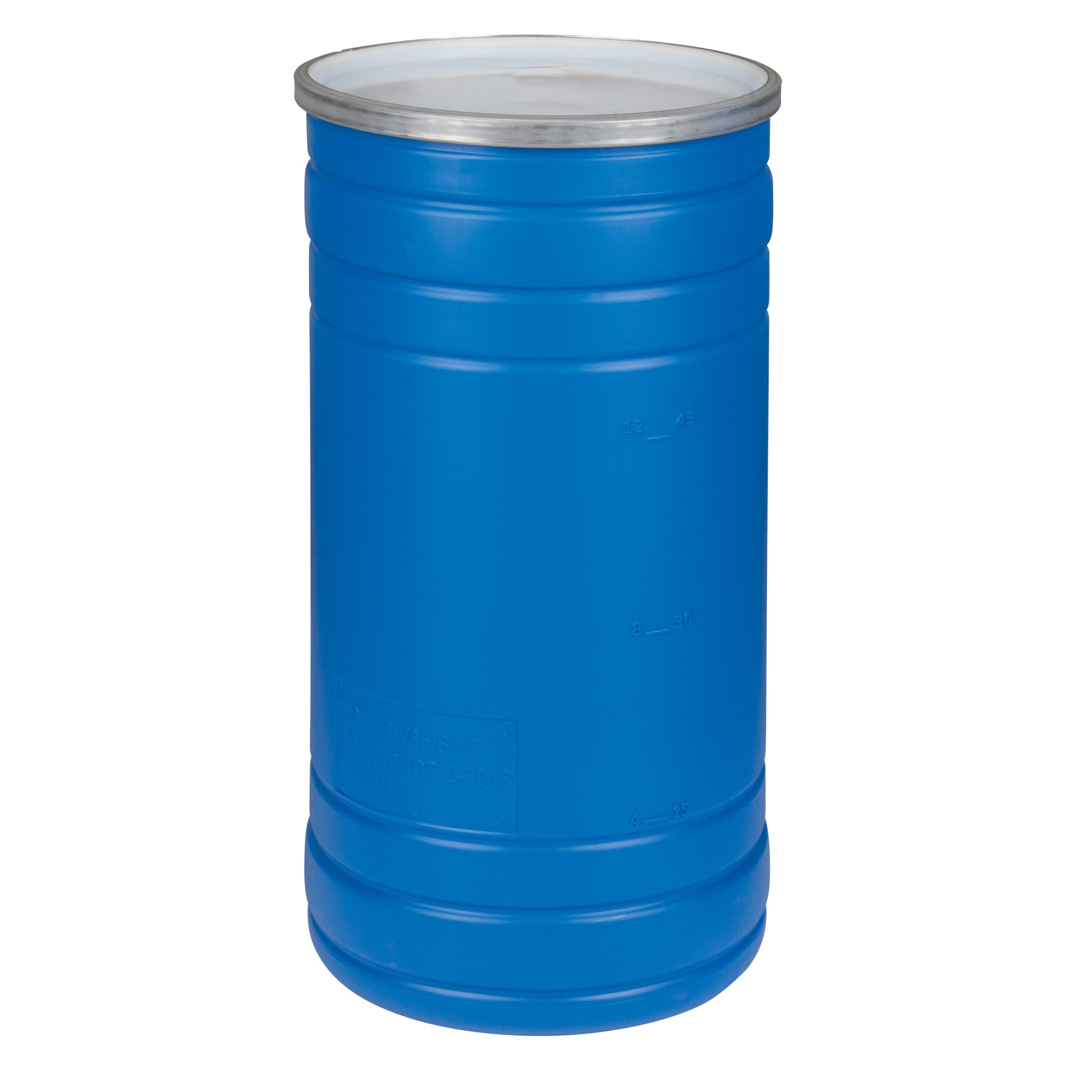 Polyethylene Drums, 15.5 US gal (12.91 imp. Gal.), Open Top, Blue