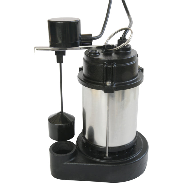 Stainless Steel Housing-Cast Iron Base Sump Pump, 1/2 HP, 4400 GPH Flow Rate