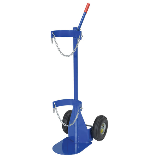 Gas Cylinder Cart, Pneumatic Wheels, 12" W x 15-1/2" L Base, 500 lbs.