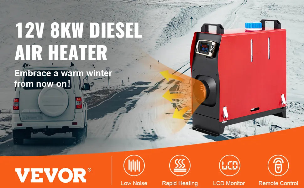 VEVOR 8KW Diesel Air Heater Muffler Diesel Heater 12V 8000W Diesel Parking Heater Remote Control Remote Control with LCD Switch for Car Bus Trucks Motorhome and Boats extra image