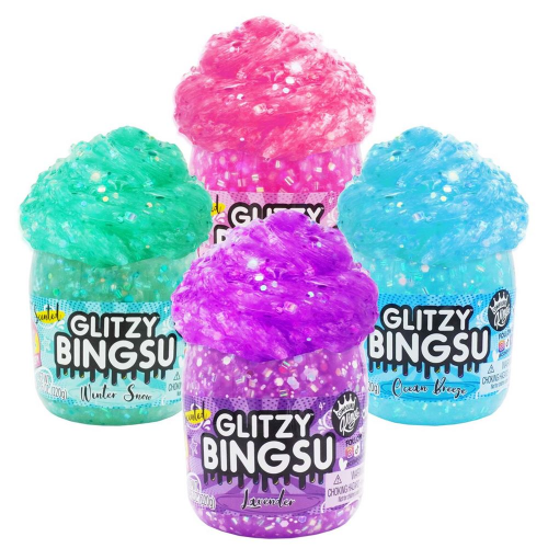 COMPOUND KINGS - GLITZY BINGSU FLUFFY SLIME - 3.25" JAR - ASST (Case of 4)