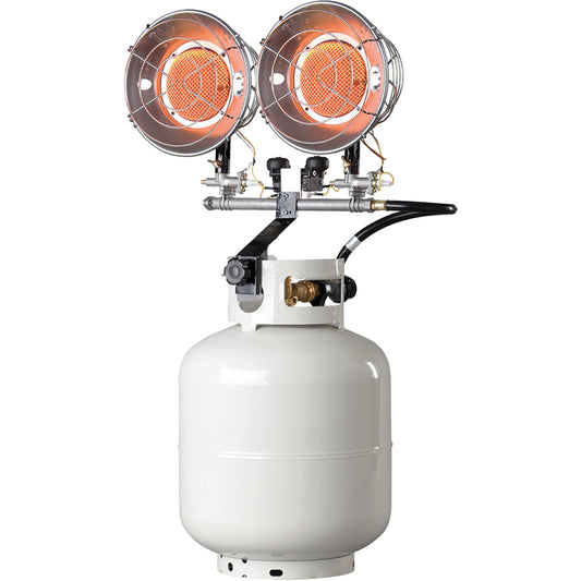 Double Tank-Top Heater, Radiant Heat, Propane, 30000 BTU/H