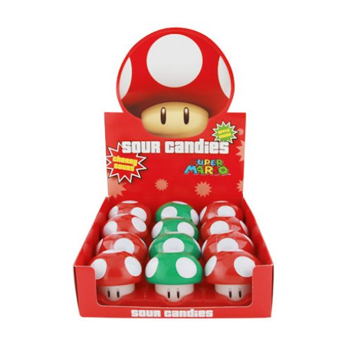 NINTENDO - SUPER MARIO - MUSHROOM - CHERRY SOUR CANDY TIN - CDU (Case of 12)