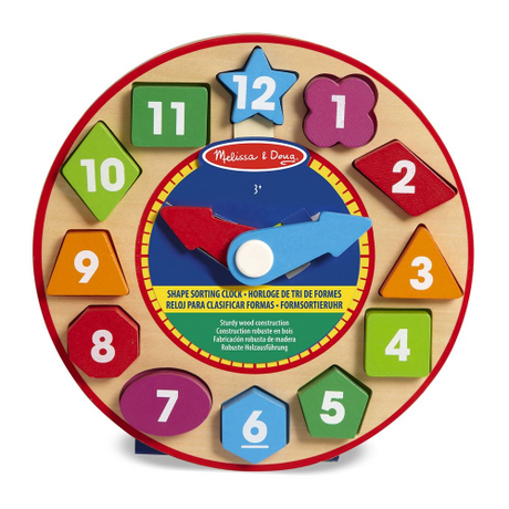 12pc SHAPE SORTING CLOCK PUZZLE (8L) (Case of 6)